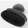 thumbnail image 2 of absanyy Womens Gray Thick Knit Pom Pom Beanie, Fleece Lined with Ear Flaps for Winter Cold Weather, Warm Casual Hat,Size Free Size, 2 of 4
