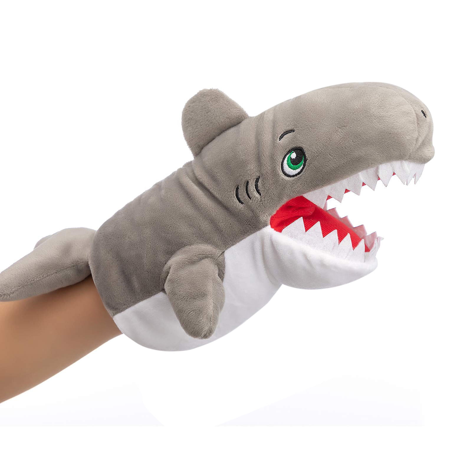 HollyHOME 13 Inch Shark Hand Puppet for Kids Soft Plush Ocean Animal Toy for Toddlers Preschoolers Storytelling Role Play Birthday Gift