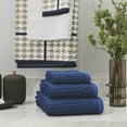 thumbnail image 2 of Beautiful by Drew Barrymore 6-Piece Textured Bath Towel Set, Soft 100% Cotton, Smokey Blue, 2 of 5