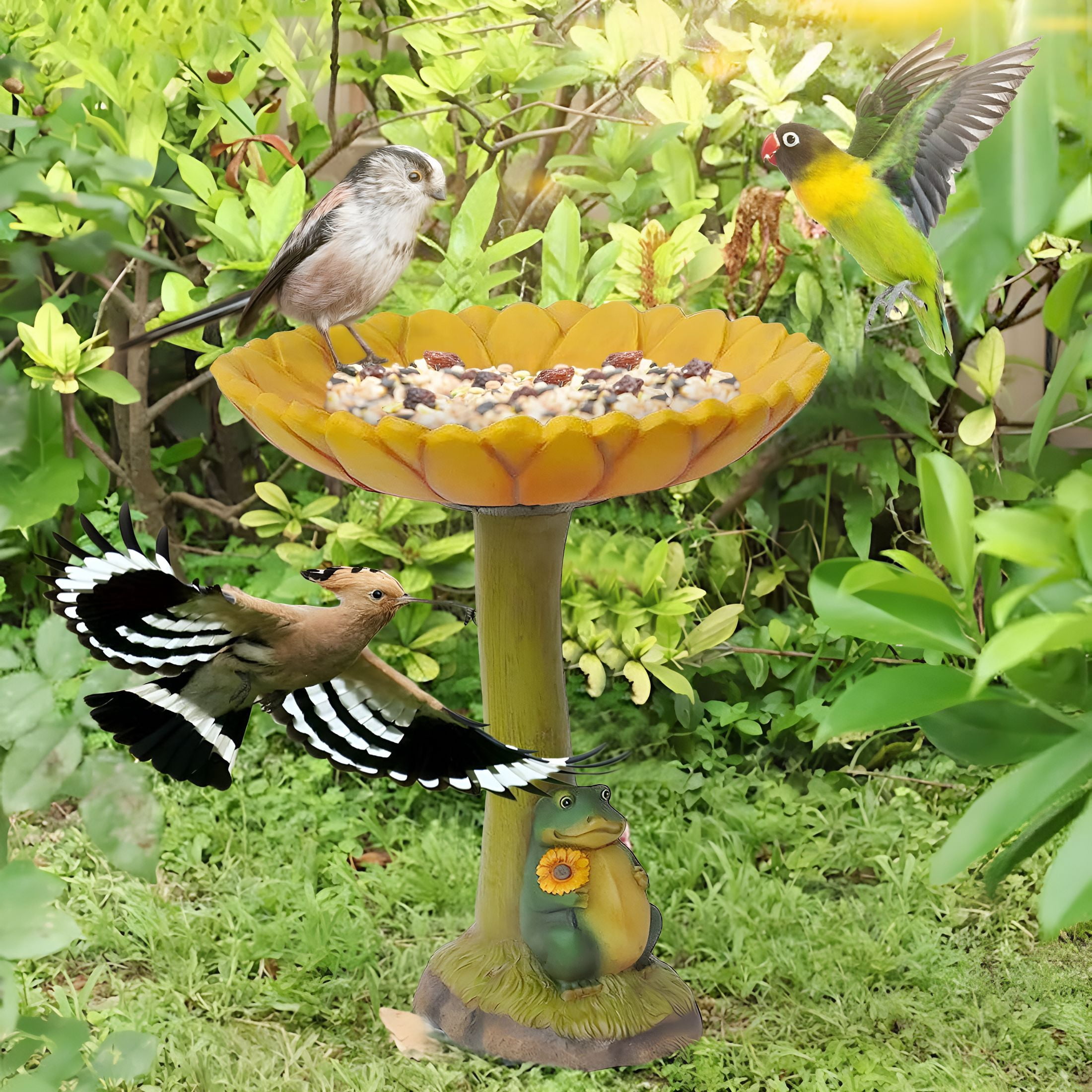 ACDANC Bird Feeders for Outdoors Resin Birdbath Polyresin Antique Garden Bird Bath for Home Garden Yard Home Decor Green