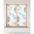 thumbnail image 2 of Window Privacy Film Sage Green Blue Leaves Stained Glass Window Film Decorative Sun Block Window Cover Retro Rustic Botanical Window Clings Static Adhesive Sticker for Bathroom 23.6"x59", 2 of 7