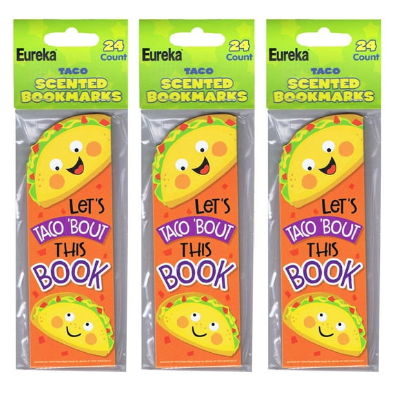 Eureka Taco Scented Bookmarks, 24 Per Pack, 3 Packs