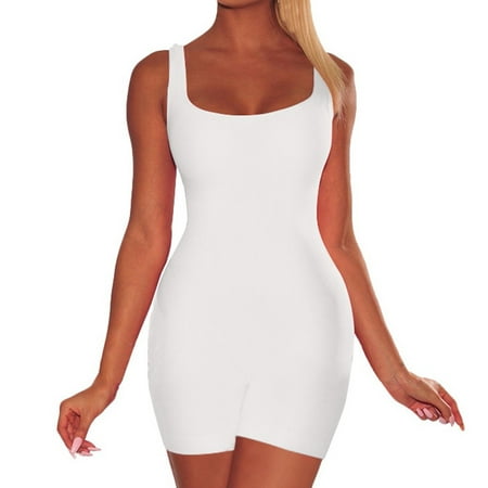 Ukumplol Shapewear Bodysuits for Women Compression Bodysuit Women Shapewear Tummy Control Bodysuit Womens Summer Backless Sleeveless Sport Short Pant Strap Jumpsuit Rompers White M