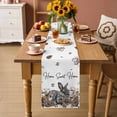 thumbnail image 2 of Rabbits Pine Cone Table Runner - 108 Inch Long Sweet Home Texture Brown Leaves Berries Cotton and Linen Blended Dress Scarves Farmhouse Table Runner for Kitchen Dining, Coffee Table, 13" x 108", 2 of 8