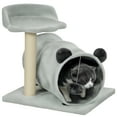 thumbnail image 1 of PawHut Small Cat Tree, Cat Tower with Tunnel, Scratching Post, Bed, Grey, 1 of 10