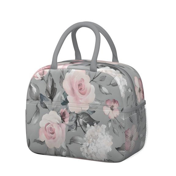 Womens Pioneer Flower Floral Print Pattern Lunch Box for Work,Insulated Lunch Bag for Women,Loncheras Para Mujer,Leakproof Adult Lunch Bag for Work,Beach,Travel,Picnic,Camping