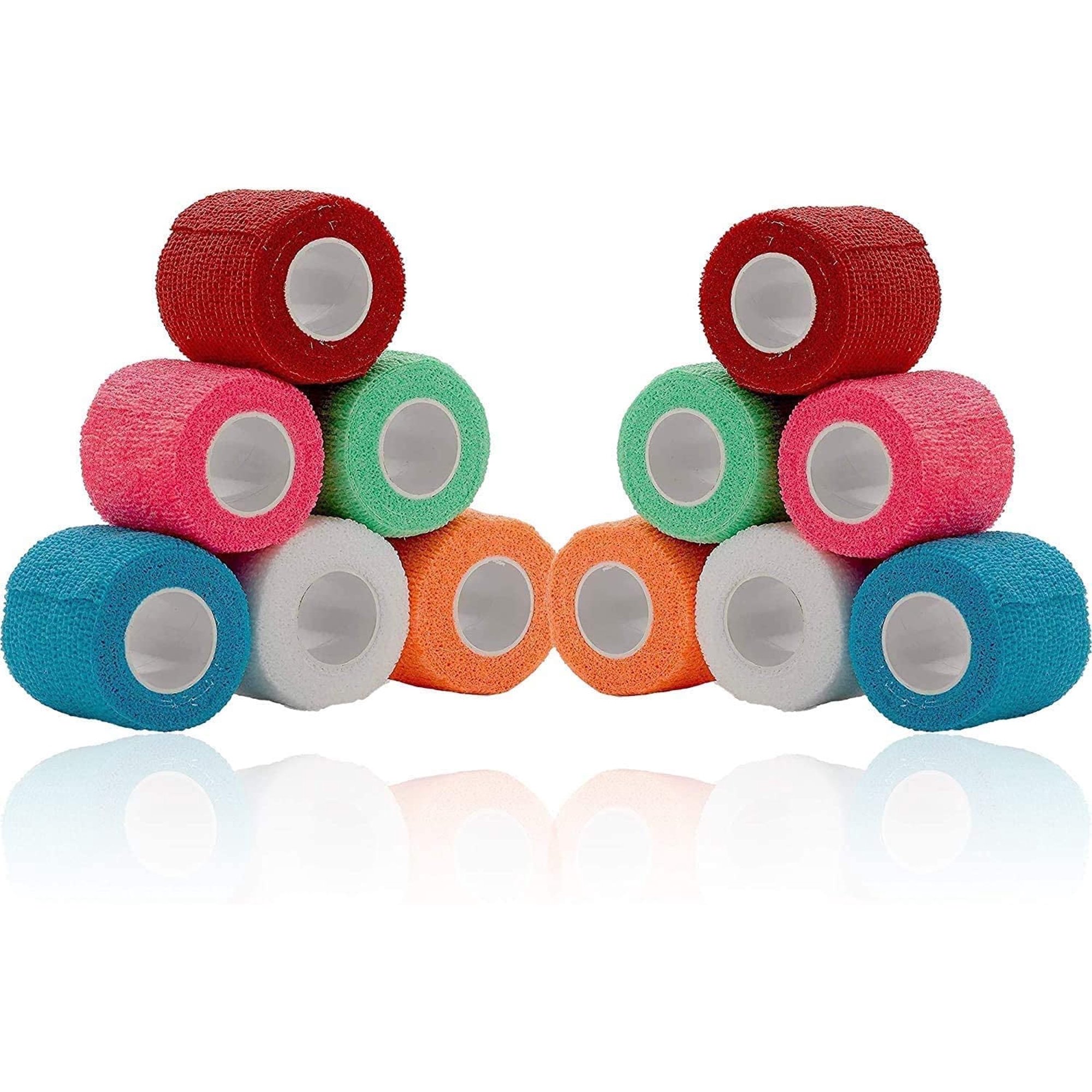 MEDca Vet Wrap - Self-Adherent Bandage, 2in x 5 Yds, 12 Pack, Assorted Colors