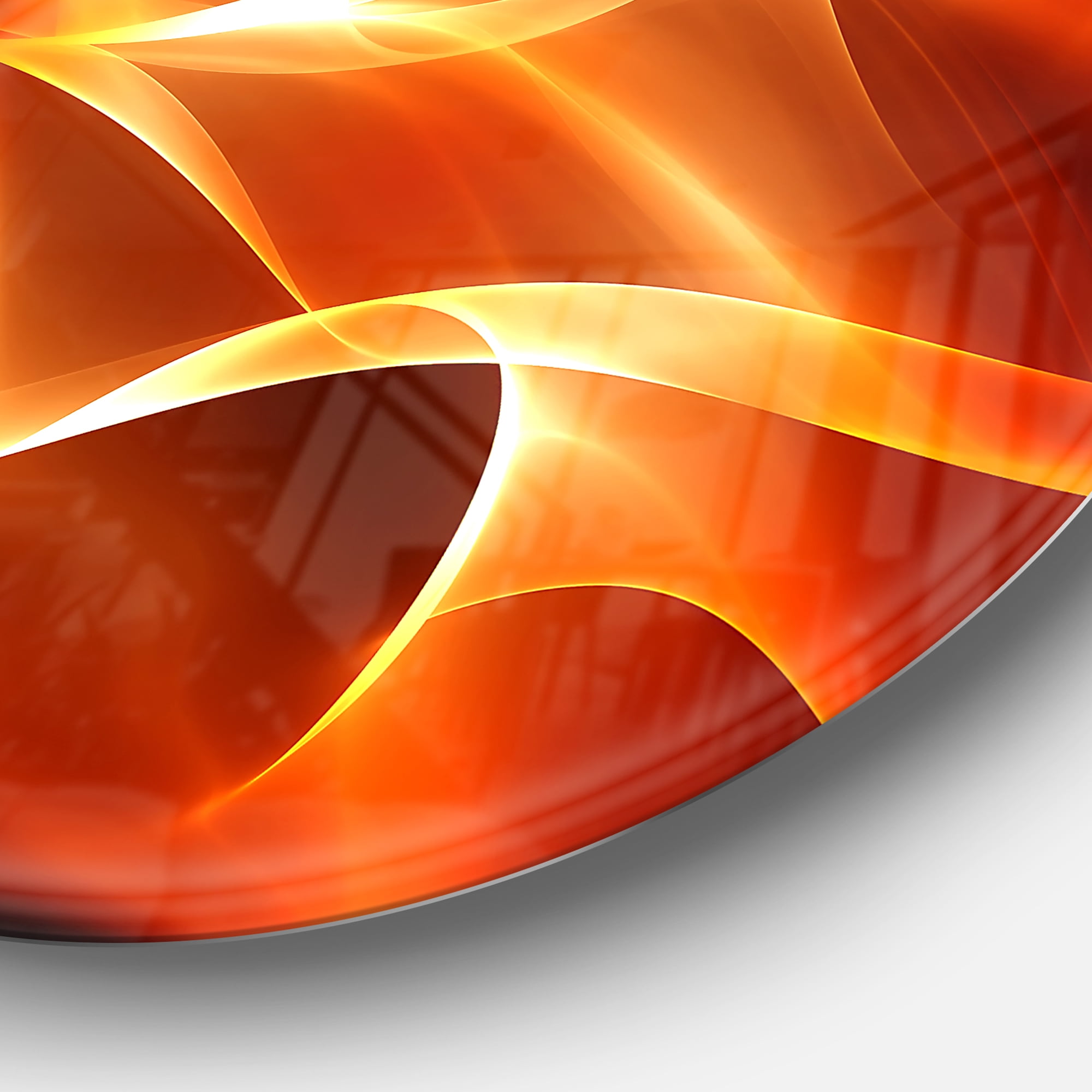 Designart 'Orange 3d Abstract Fractal Waves'Contemporary Abstract Wall Art