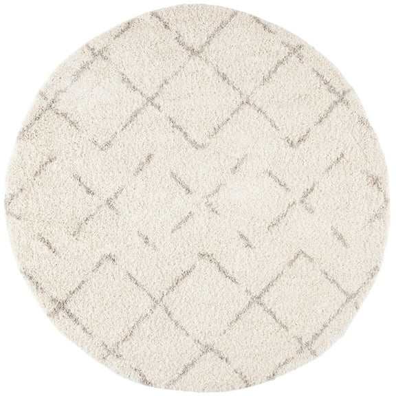 SAFAVIEH Arizona Zarif Geometric Shag Area Rug, Ivory/Beige, 10' x 10' Round