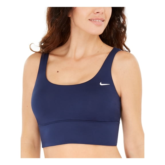 NIKE Women's Blue Stretch Removable Cups Lined Adjustable Essential Scoop Neck Swimsuit Top M