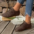 thumbnail image 2 of YLYL Women Flats Vintage Leather Low Heel Lace up Round Toe Non Slip Dressy Casual Office Walking Shoes, 2 of 9