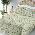 thumbnail image 3 of Ambesonne Floral Boho Fitted & Flat Sheet with Shams 4 Pcs Set, Garden Scene Flowers, King, Peacock Green and Cinnamon, 3 of 5