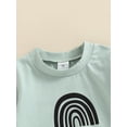 thumbnail image 5 of Baby Boy Long Sleeve Tops + Pants 2 Piece Outfits Set Rainbow Stripe Print Round Neck Casual Clothes Sets, 5 of 9
