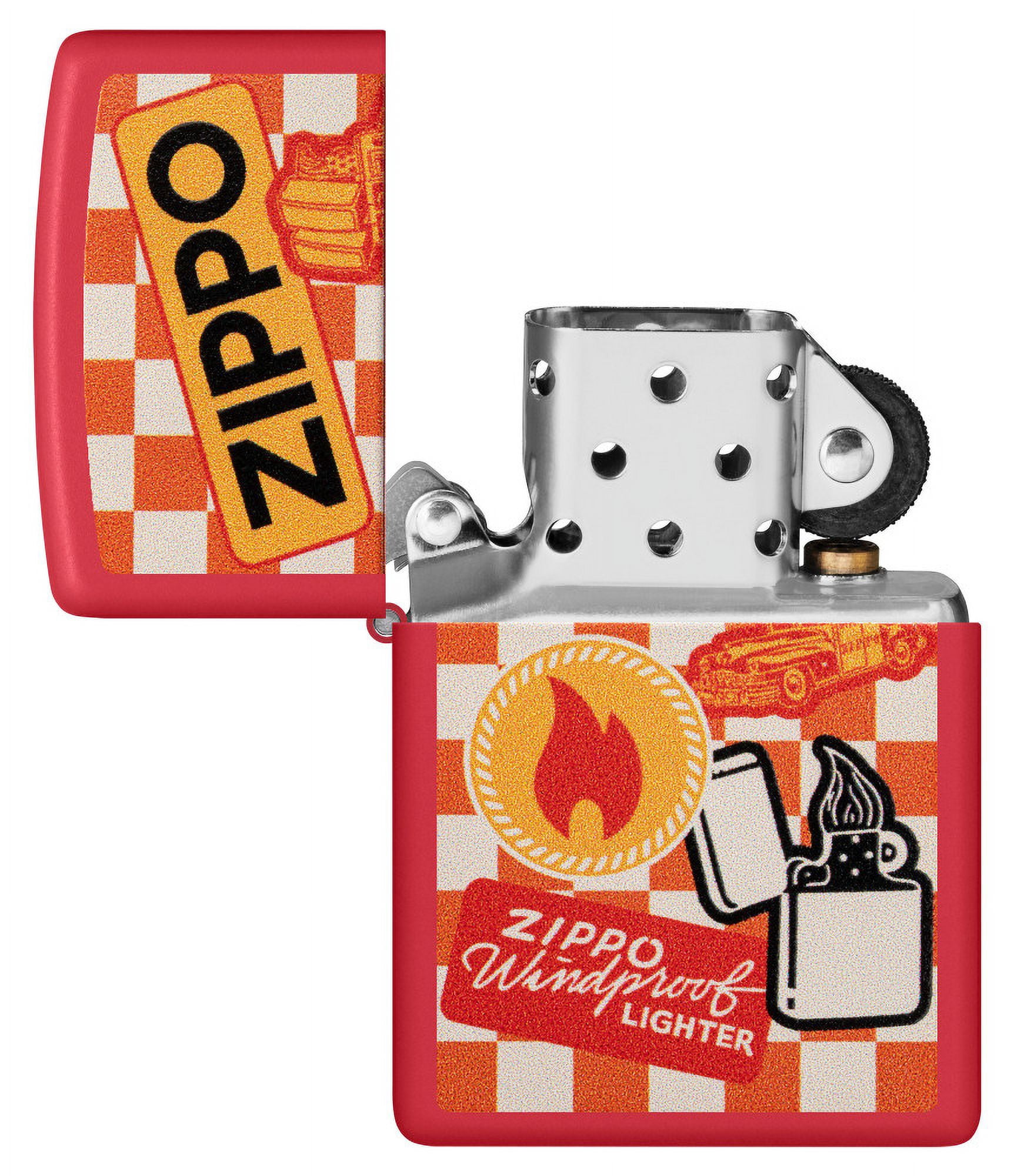 Zippo Retro Design Red Matte Pocket Lighter
