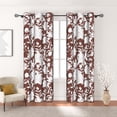 thumbnail image 2 of MIZHONA Brown and  White Blackout Curtains for Living Room Floral Pattern Window Curtain Set of 2,42"x84", 2 of 6
