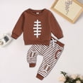 thumbnail image 3 of Xudanell Newborn Boy Outfits Rugby Long Sleeve Cute Sweatshirts Pants Outfits Printed Baby Boy Winter Clothes Brown 6-12 Months, 3 of 5