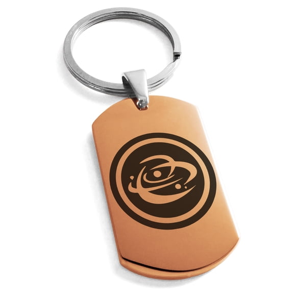 Stainless Steel Cosmic Element Rune Engraved Dog Tag Keychain Keyring