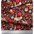 thumbnail image 3 of Soimoi Polyester Crepe Fabric Floral,Rabbit & Porcupine Cartoon Fabric Prints by Yard 52 Inch Wide, 3 of 4