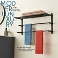 thumbnail image 4 of KOKOSIRI Double Towel bar with Shelf 3 Tier Towel Rack with Single Towel Bar Bathroom Towel Rack Storage Organizer Wall Mounted Stainless Steel, Matte Black, B5003BK-L24, 4 of 7