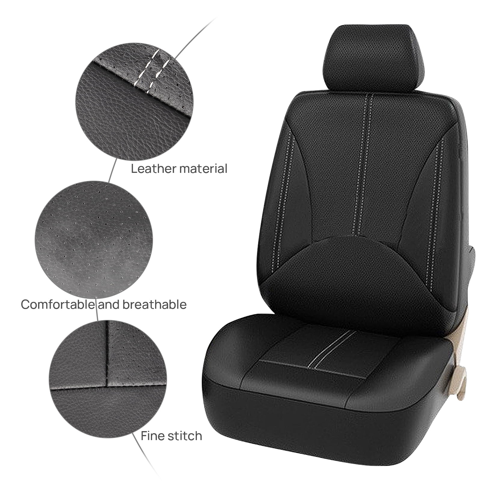 OTOEZ Universal PU Car Seat Cover Breathable 5 Seats Leather Full Set Waterproof Cushion for Sedan SUV Truck