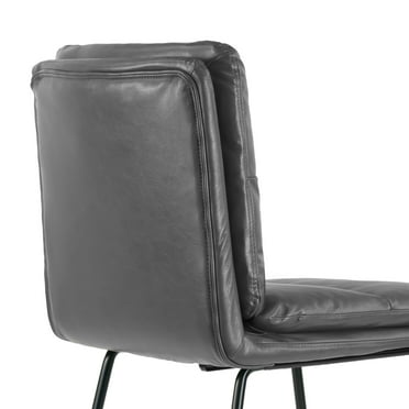 Glamour Home Aulani 30" Faux Leather Bar Stool with Cushions in Gray (Set of 2)