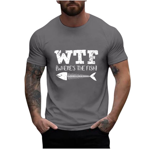 Mangas de Mano para Hombres, Cuello Redondo de Verano Ocio Impreso Superior, Moda Casual Manga Larga Poliéster