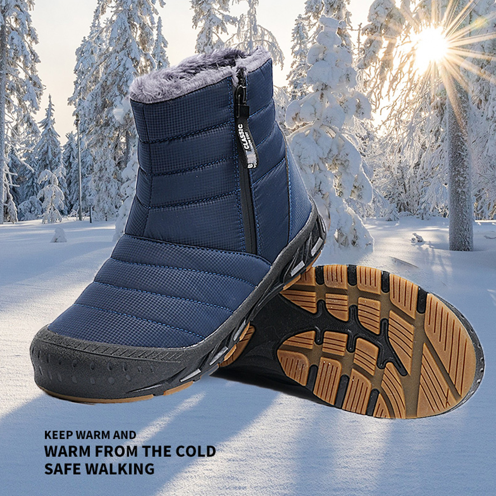 Cyiecw Snow Boots for Men Women Waterproof Lightweight Trekking Boots Anti-slip Winter Boot Outdoor Comfortable Warm Fur Lined Hiking Shoes