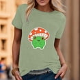 thumbnail image 2 of Cathalem T-Shirts d'Été à Manches Courtes pour Femmes Col Rond Crop Tops Torsadé devant T-Shirt, Vert TTG, 2 of 4