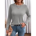 thumbnail image 4 of Top Dokotoo de manga larga de primavera para mujer, talla grande, gris, 4 of 6