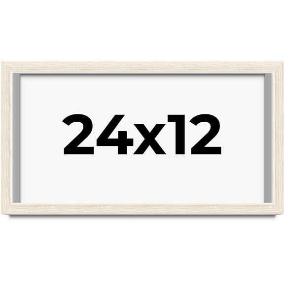 24x12 Shadow Box Frame White | 1.125 Inches Deep Real Wood Rustic Shadowbox Display Frame | UV