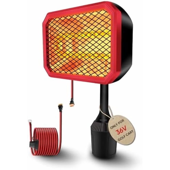 36V Electric Golf Cart Heater (2nd Gen) with 360 Degree Adjustable Angle, Battery Powered Golf Cart Heater, 400W Silent Carbon Fiber Heating for 36V Club Car/Yamaha/EZGO Golf Cart