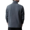 thumbnail image 5 of Handshe Men's Casual Long Sleeve Shirts, Solid Color Fleece-Lined Heavyweight Warm Half Zip Tops, Stand Collar Outdoor Winter Wear for Hiking Camping,Plus Size, 5 of 9