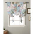 thumbnail image 2 of Vintage Botanical Tie Up Curtains for Window, Blue Green Pink Floral Retro Thermal Insulted Balloon Shade Adjustable Rod Pocket Curtains Valance Panels for Kitchen Bathroom Café 52 x 63, 2 of 7
