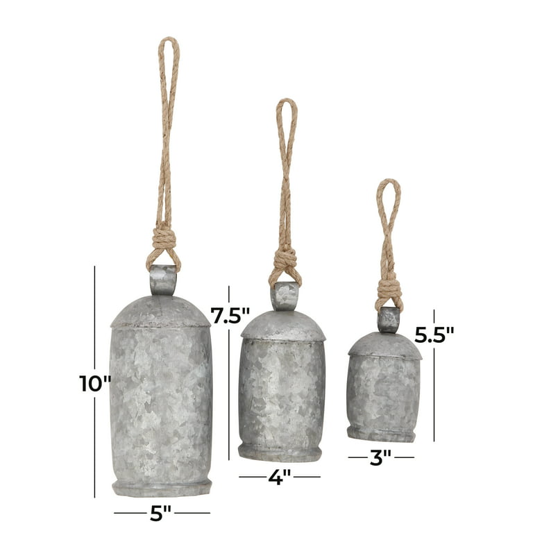 Gold Metal Bohemian Decorative Cow Bell, Set of 3 12, 11, 9