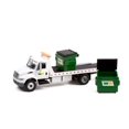 thumbnail image 1 of 2013 International DuraStar Flatbed Truck with 2 Commercial Dumpsters "Waste Management", White - Greenlight 33220B/48 - 1/64 scale Diecast Model Toy Car, 1 of 3