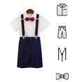 thumbnail image 2 of LYMAYTER Baby Toddler Boys Formal Suit Set for 1-15Y Short Sleeve Shirt Suspenders Bowtie Beach Wedding‌, 2 of 8