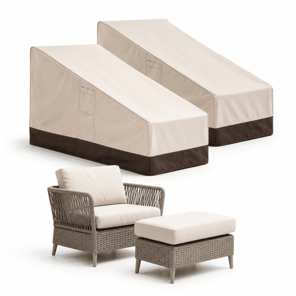 2-Pack Outdoor Chair and Ottoman Patio Furniture Cover, 32"W x 64"D x 36"H, 600D Oxford Fabric