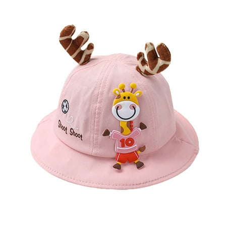 

AMILIEe Kids Baby Girls Boys Bucket Hat Cute Cartoon Giraffe Embroidery Letters Wide Brim Sun Cap