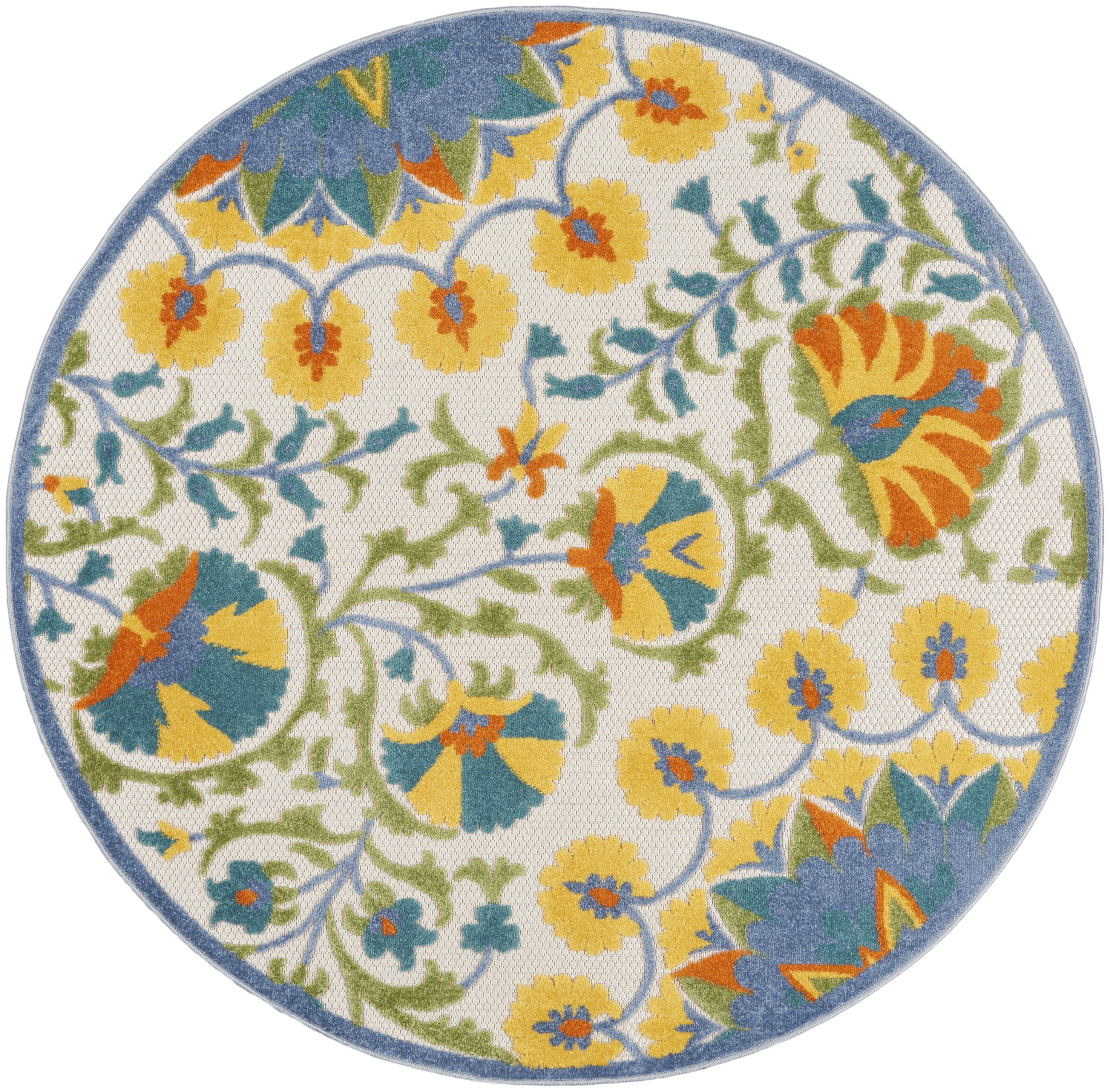 Nourison Aloha Indoor/Outdoor Multicolor 5'3" x ROUND Area Rug, (5 Round)
