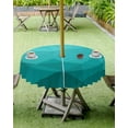 thumbnail image 3 of Outdoor Tablecloth Irregular Geometric Round Patio Tablecloths 60 Inch, Waterproof Table Cloths with Umbrella Hole and Zipper, Teal Turquoise Gradient Summer Table Cover for Outdoor Tables Garden, 3 of 6