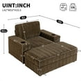 thumbnail image 2 of Aukfa 42 inch Chaise Lounge w/ 2 Cupholders, Storage Ottoman, Plush Chair Bed for Living Room, Brown, 2 of 11