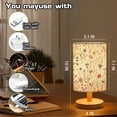thumbnail image 6 of Flowers Pattern Desk Lamp, Small Bedside Table Lamp - Classic Wood Base With Flaxen Fabric Shade, Lamps For Night Stands, Simple Nightstand Light For Bedroom, Office, Desk, 6 of 11