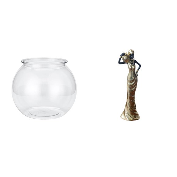 Acuario de escritorio,Pecera pequeña transparente,pecera,jarrón,mesa,Figura de escritorio,Figuritas africanas,artesanías,artículos de escritorio coleccionables,Estatua de dama tribal,pieza