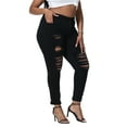 thumbnail image 5 of Gocolloa Womens Plus Size Skinny Jeans Stretchy High Waisted Ripped Distressed Ankle Jean Black 26W, 5 of 5