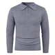 thumbnail image 1 of pstuiky camisa de manga larga para hombre, Suéter de punto de manga larga con media cremallera y cuello informal de color liso para hombre top de hombre xxxl, 1 of 4
