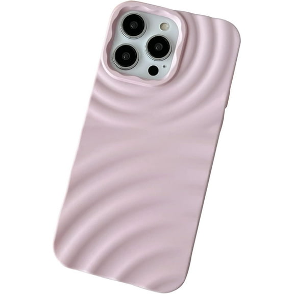 Compatible with iPhone 12 Case for Women/Girls, Cute Minimalist Premium Frosted Solid Color Water Ripple Wave Anti-Scratch Shockproof Case for iPhone 12, Pink
