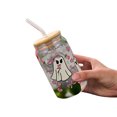 thumbnail image 3 of Halloween Glass Cup With Bamboo Lid And Glass Straw, Ghost And Pumpkin Print Iced Coffee Tumbler, Holiday Theme Drinkware For Home And Party Use,C - One Size, 3 of 5