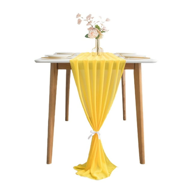 Banquet Decoration Tables Runner Chiffon Tablecloth Rose Gold Simple Holiday Party Supplies Solid Color Polyester Fabric
