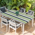 thumbnail image 2 of Green Gray Striped Table Cloths for 5 Foot Rectangle Tables, Farmhouse Stripes Modern Abstract Art Patio Waterproof Elastic Fitted Tablecloths, Washable Rectangular Table Cover for Camping, 2 of 8