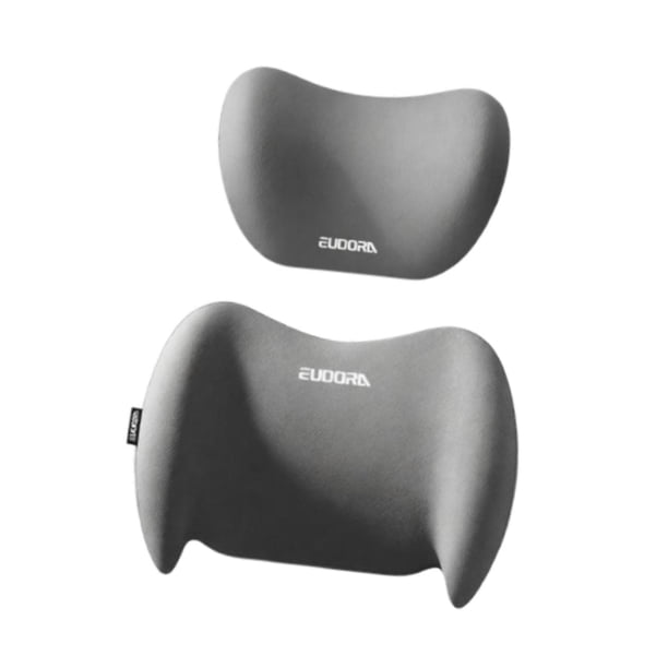 Almohada cervical y soporte de cintura para coche, compatible con todos los vehículos, ideal para viajes, estudios y oficinas. gris
